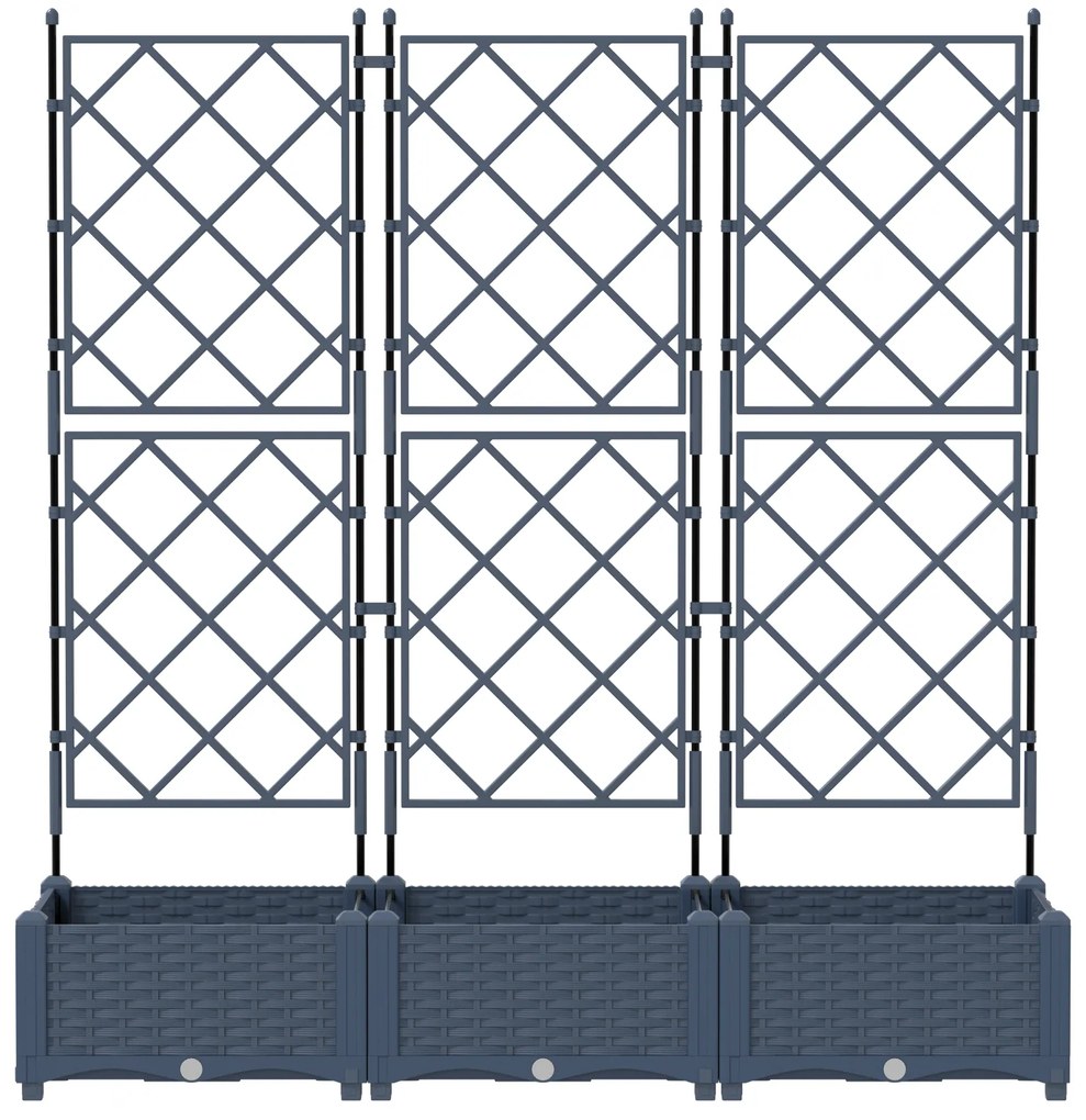 vidaXL Γλάστρα Κήπου με Πλέγμα 3 τμχ Γκρι 120x40x125.5 εκ.