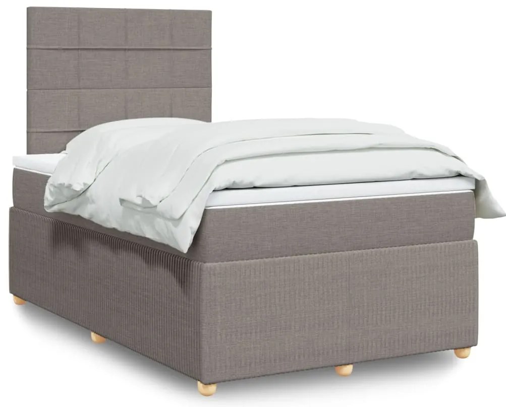 vidaXL Κρεβάτι Boxspring με Στρώμα Taupe 120x190 εκ. Υφασμάτινο