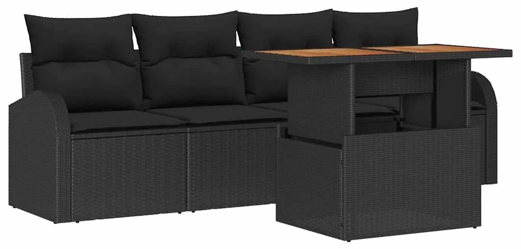 vidaXL Σετ Καναπέ Κήπου με μαξιλάρι 5 pcs Μαύρο 100 x 55 x 73 εκ