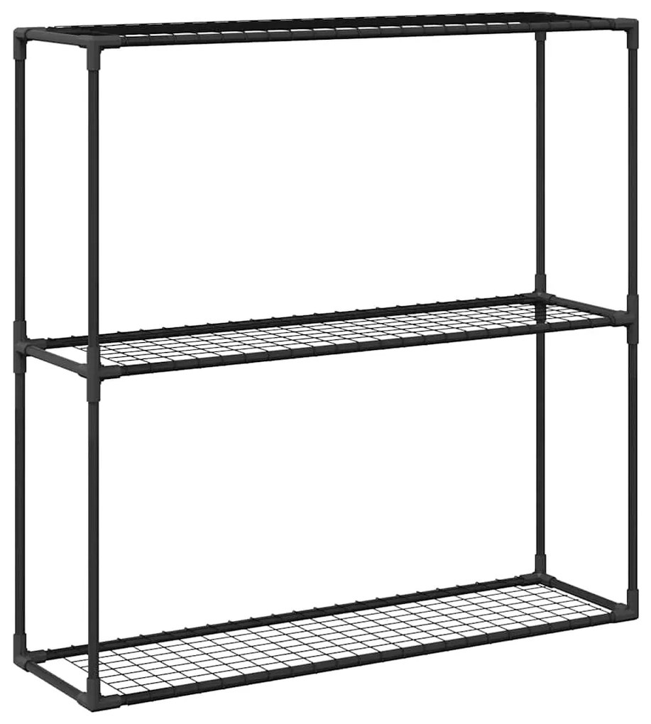 vidaXL Ράφι φυτών 3 επιπέδων Μαύρο 100 x 32 x 102 εκ. Ατσάλι