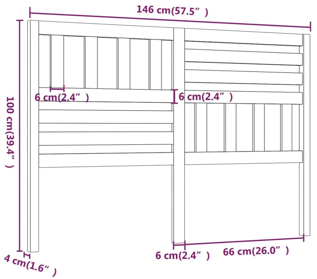 vidaXL Κεφαλάρι κρεβατιού Λευκό 146x4x100 εκ. από Μασίφ Ξύλο Πεύκου