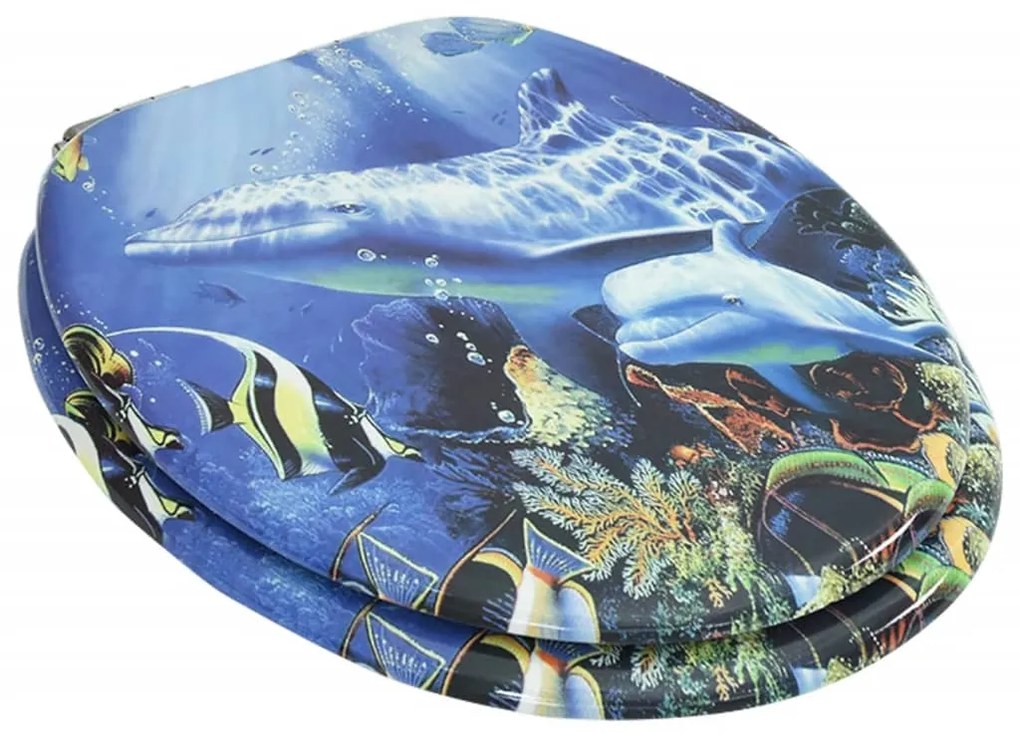 vidaXL Κάλυμμα Λεκάνης με Καπάκι Soft Close Σχέδιο Δελφίνια από MDF