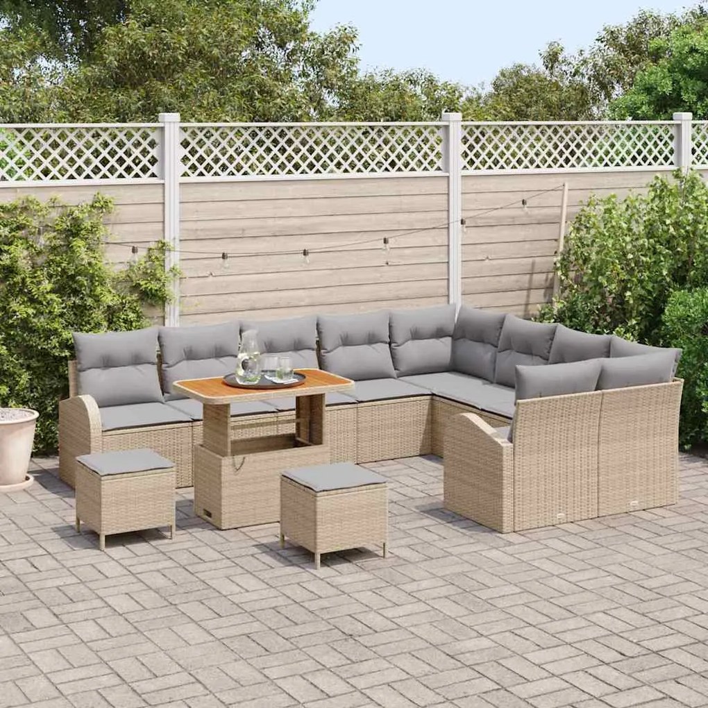 vidaXL Σετ Καναπέ Κήπου 12 pcs Μπεζ, Ανοιχτό Γκρι 90 x 55 x 71 cm