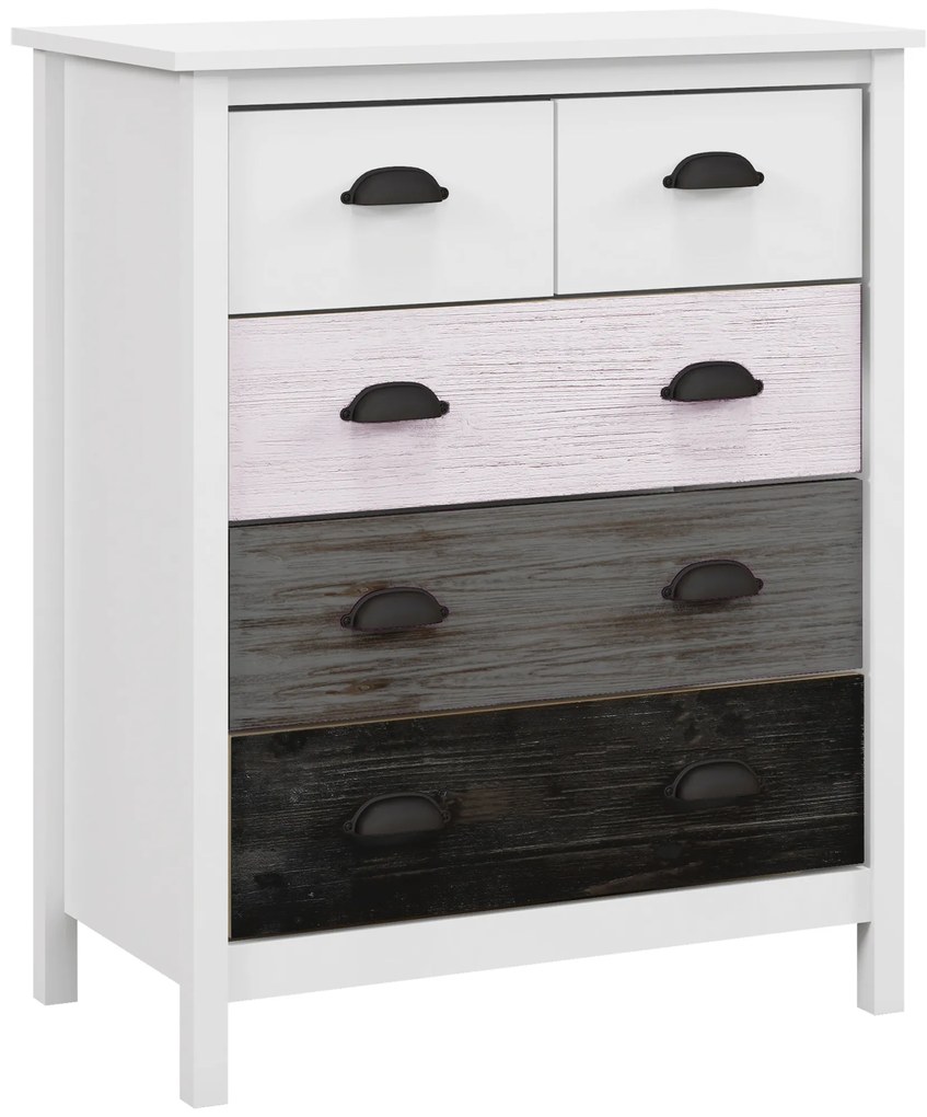 HOMCOM Έπιπλο μπουφέ, Συρταριέρα, 5 συρτάρια, βαμμένη επιφάνεια, MDF &amp; ξύλο πεύκου, 70 x 38 x 85 cm, Λευκό
