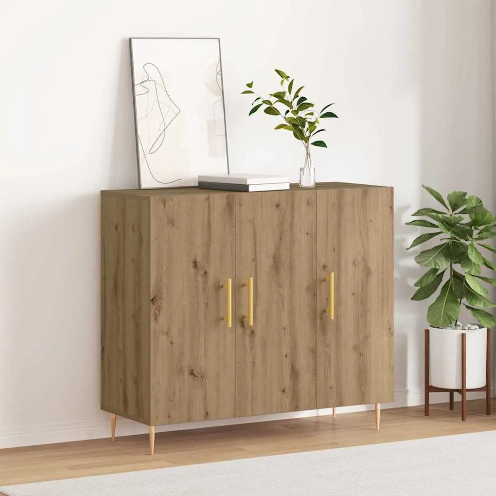 vidaXL Πλαϊνό γραφείο artisan δρυς 90 x 34 x 80 εκ. Επεξεργασμένο ξύλο