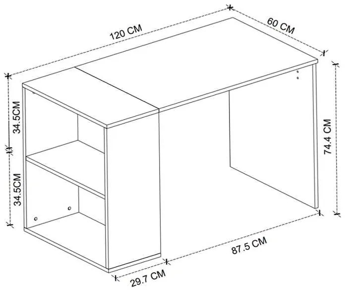 Γραφείο εργασίας Smyrna Megapap χρώμα λευκό 120x60x74,4εκ.