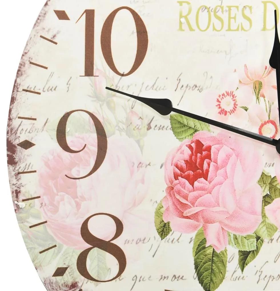Ρολόι Τοίχου Vintage Λουλούδι 60 εκ. - Πολύχρωμο
