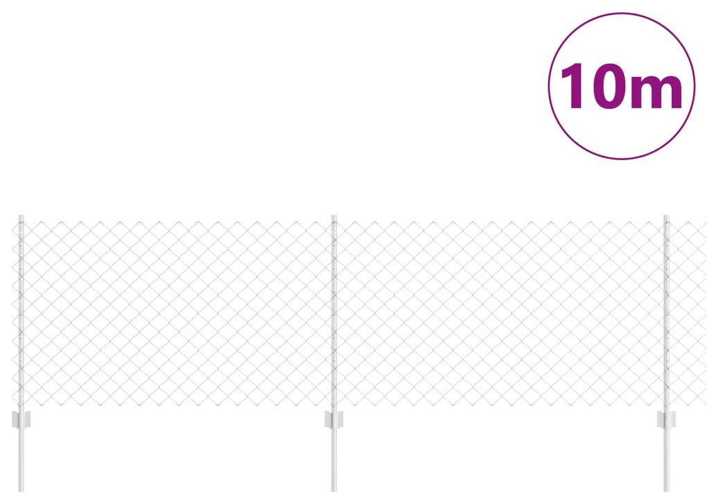 vidaXL Περίφραξη αλυσίδας με 10 U Posts Ασήμι 0.8x10 μ Χάλυβας