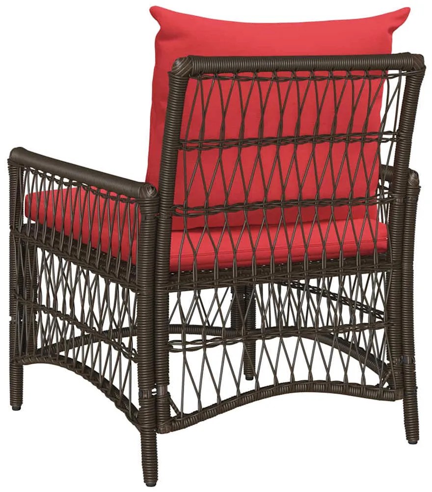 vidaXL Καρέκλα κήπου με μαξιλάρια, καφέ, 60x70x78 εκ, πολυ ράτταν.