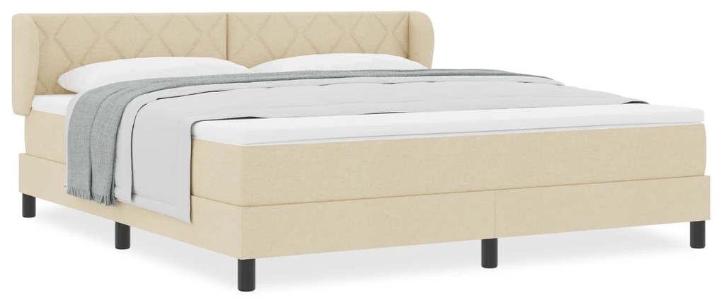 vidaXL κρεβάτι με ελατήριο και στρώμα Κρεμ 180x200 εκ. Υφάσματος