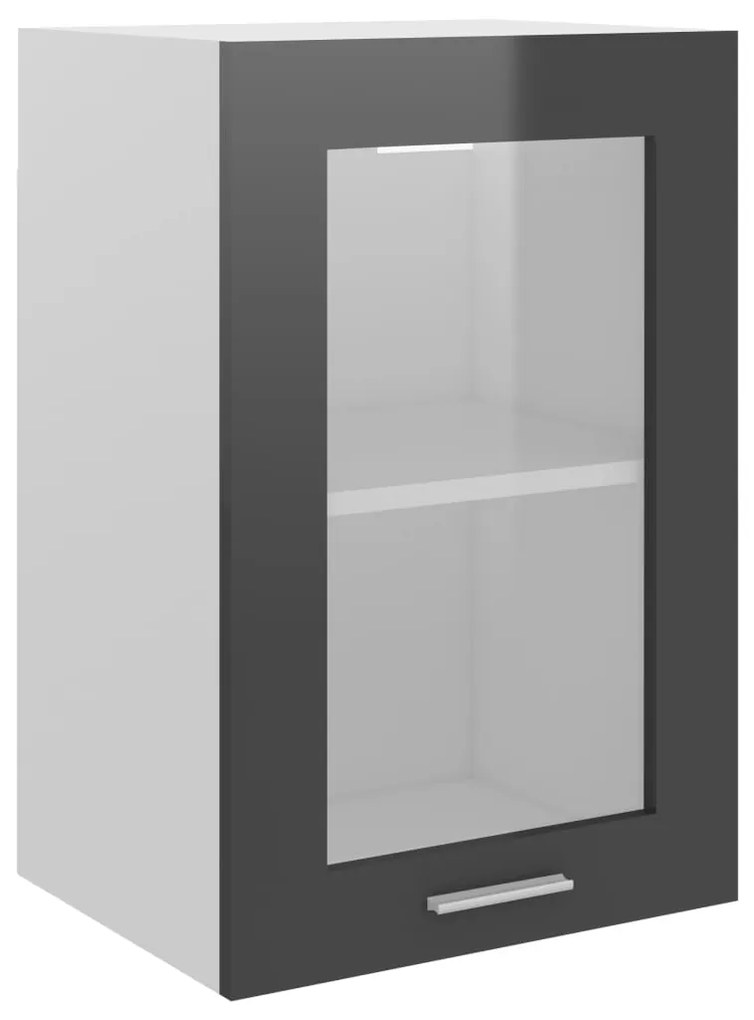 vidaXL Ντουλάπι Κρεμαστό με Τζάμι Γυαλ. Γκρι 40x31x60 εκ. Μοριοσανίδα
