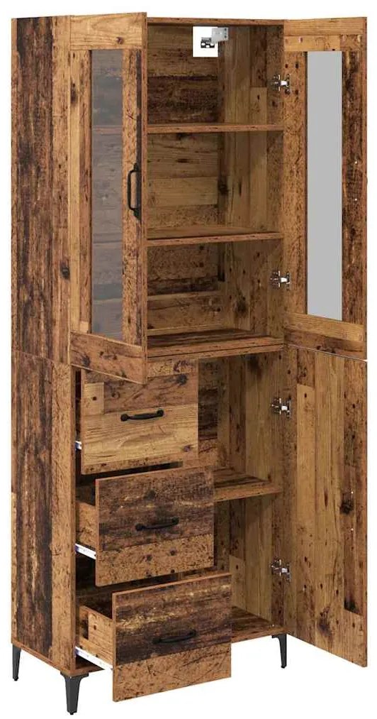 vidaXL Highboard Παλιό Ξύλο 69,5 x 34 x 180 εκ. Επεξεργασμένο ξύλο