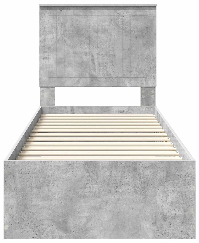 vidaXL Σκελετός Κρεβατιού Γκρι Σκυρόδεμα και Ασημί 75 x 190 cm