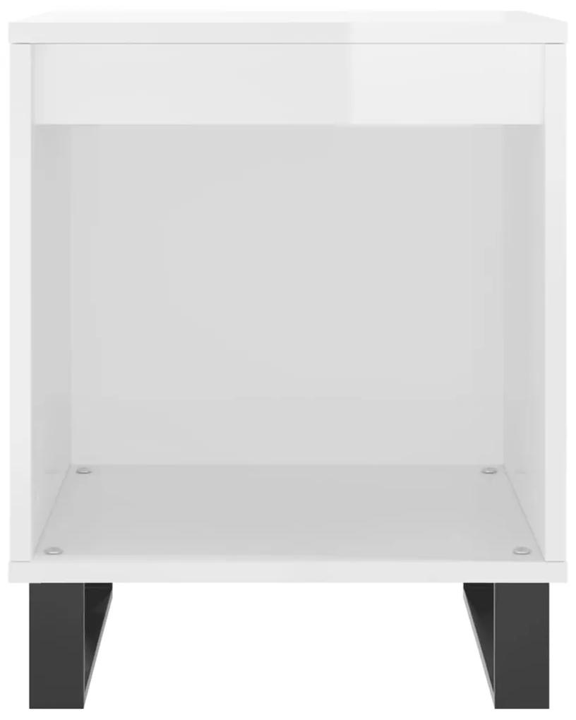 vidaXL Κομοδίνα 2 τεμ. Γυαλ. Λευκό 40 x 35 x 50 εκ. Επεξεργασμένο Ξύλο