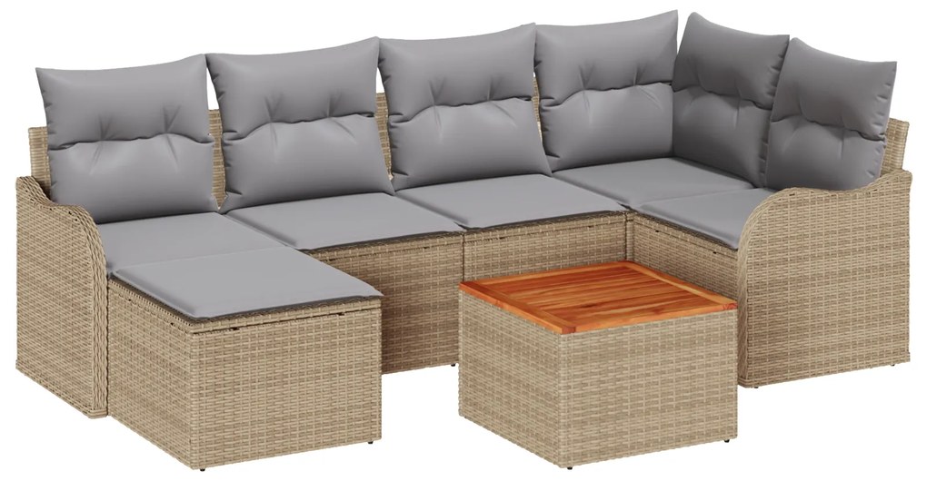 vidaXL Σετ Σαλονιού Κήπου 7 pcs Beige, ανοιχτό γκρι Μεγάλο