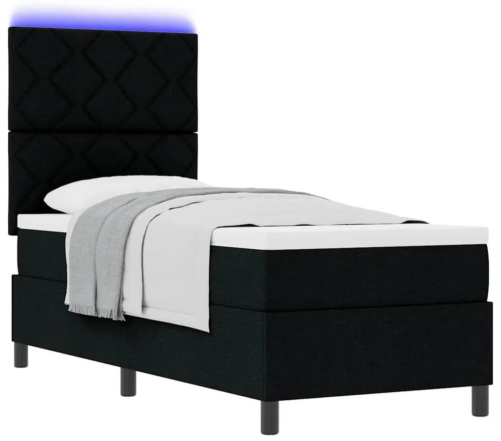 vidaXL Κρεβάτι με ελατήρια με στρώμα Μαύρο 80 x 200 cm ύφασμα
