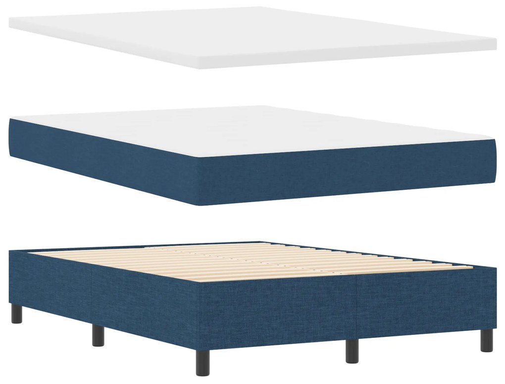 vidaXL Κρεβάτι με Στρώμα Box Spring - Μπλε, 140x190 εκ., Ύφασμα