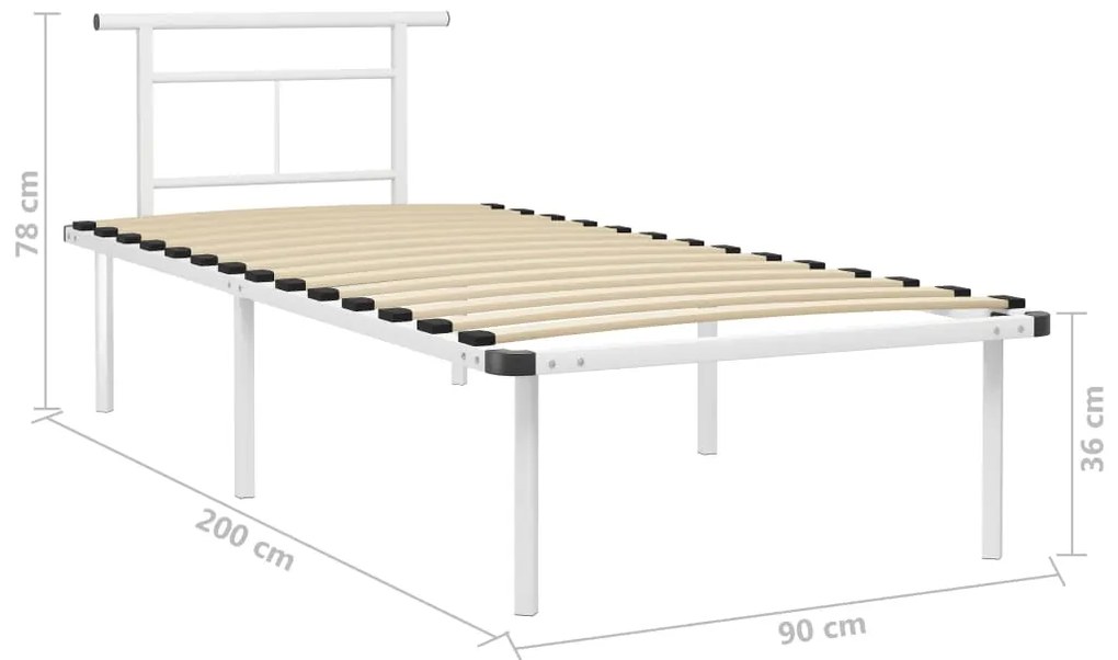 vidaXL Πλαίσιο Κρεβατιού Λευκό 90 x 200 εκ. Μεταλλικό