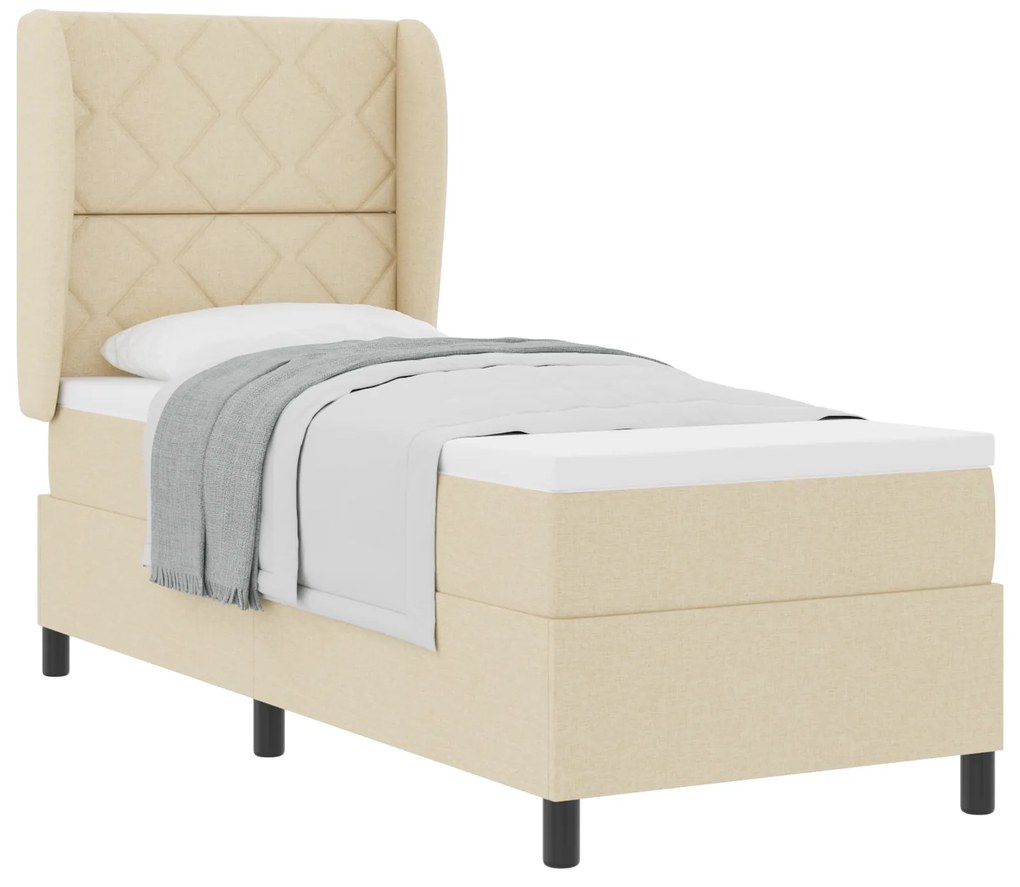 vidaXL Κρεβάτι με ελατήρια με στρώμα Κρεμ 80 x 200 cm ύφασμα