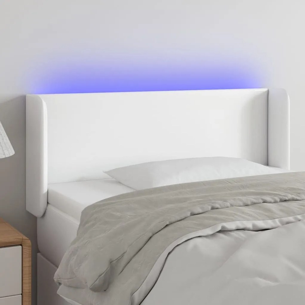 Κεφαλάρι Κρεβατιού LED Λευκό 103x16x78/88 εκ. Συνθετ. Δέρμα 3123041