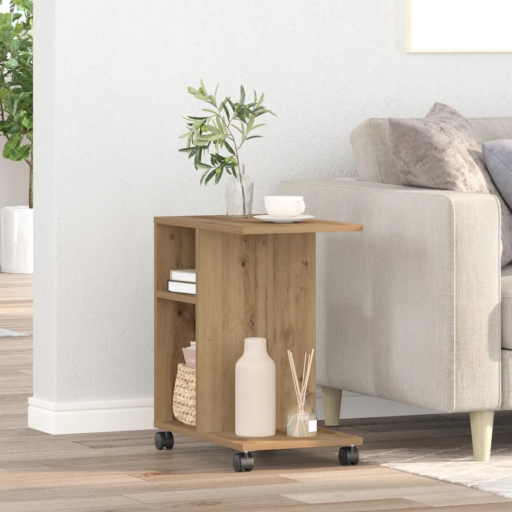 vidaXL Τραπεζάκι με Ρόδες Artisan Oak 50x30x55 εκ. Ξύλο Επεξεργασμένο