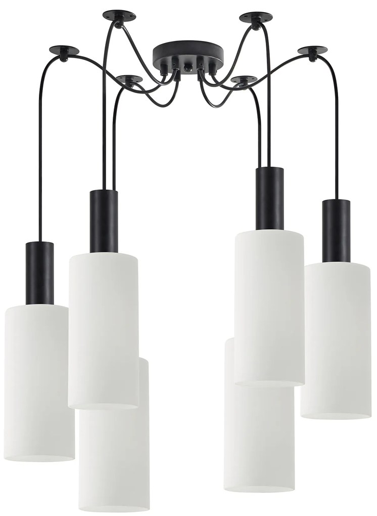 SE21-BL-4-BL6-GL3 ADEPT TUBE Black Pendant White Glass+