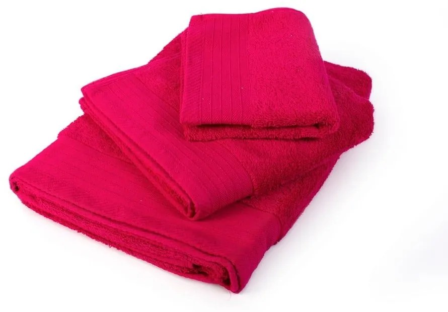 Πετσέτα Σετ 3τμχ Πενιέ Red DimCol Σετ Πετσέτες 100% Cotton