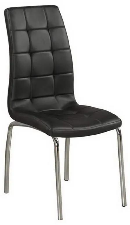 Καρέκλα Melva ΕΜ942,1 42x56x96cm Chrome-Black Σετ 4τμχ Μέταλλο,Τεχνόδερμα