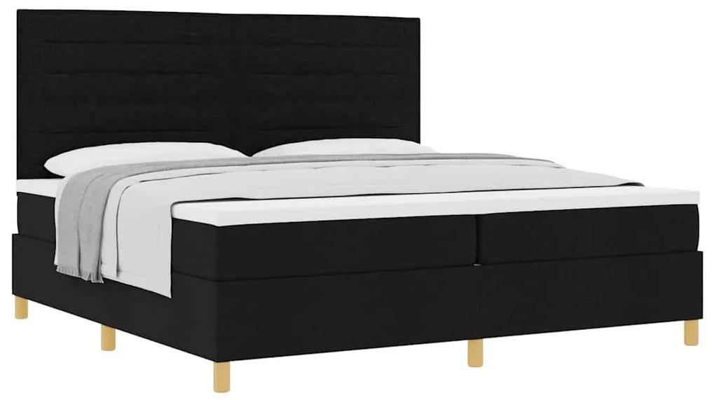vidaXL Κρεβάτι με ελατήρια με στρώμα Μαύρο 200 x 200 cm ύφασμα