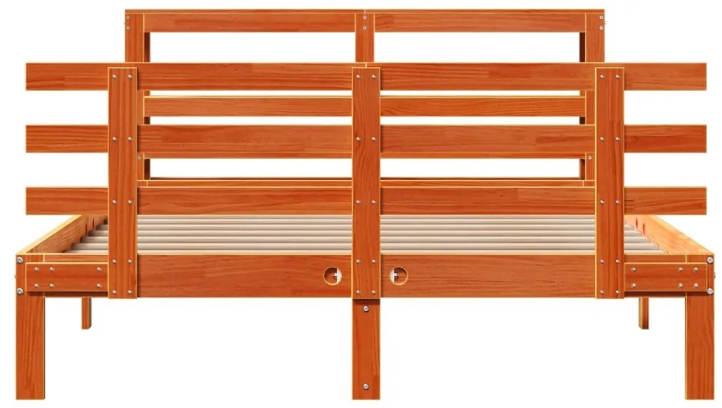 vidaXL Πλαίσιο Κρεβατιού με Κεφαλάρι Μελί 150x200εκ. Μασίφ Ξύλο Πεύκου