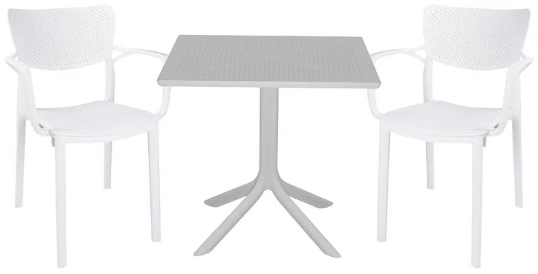 Τραπεζαρία Groovy-Fontline pakoworld σετ 3τεμ PP λευκό 80x80x74,5εκ. 253-000108