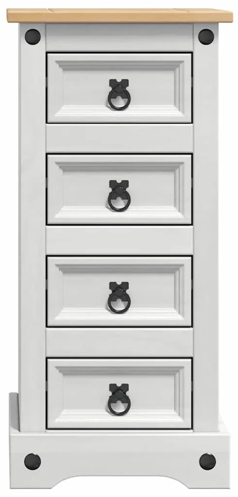 vidaXL Κομοδίνο Λευκό 35 x 32,5 x 74 εκ. Στερεά ξυλεία πεύκου