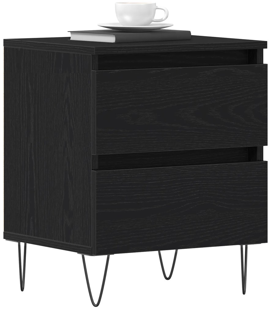 vidaXL Κομοδίνα 2 τεμάχια Μαύρη Δρυς 40x35x50 εκ Επεξεργασμένο Ξύλο