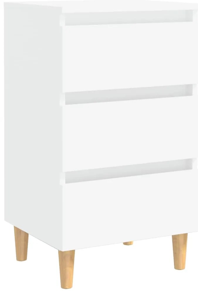 vidaXL Κομοδίνο Λευκό 40 x 35 x 69 εκ. με Μασίφ Ξύλινα Πόδια