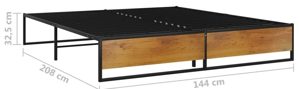 vidaXL Πλαίσιο Κρεβατιού Μαύρο 140 x 200 εκ. Μεταλλικό