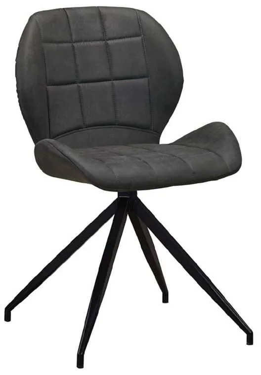 Καρέκλα Μεταλλική NORMA Μαύρη/Ύφασμα Suede Ανθρακί 51x53x81cm (Σετ 2 ΤΕΜ)