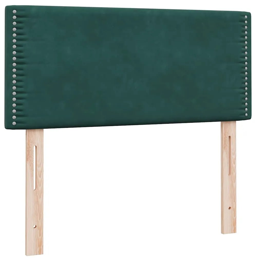 vidaXL Box Spring κρεβάτι με στρώμα σκούρο πράσινο 90x210εκ. Βελούδινο