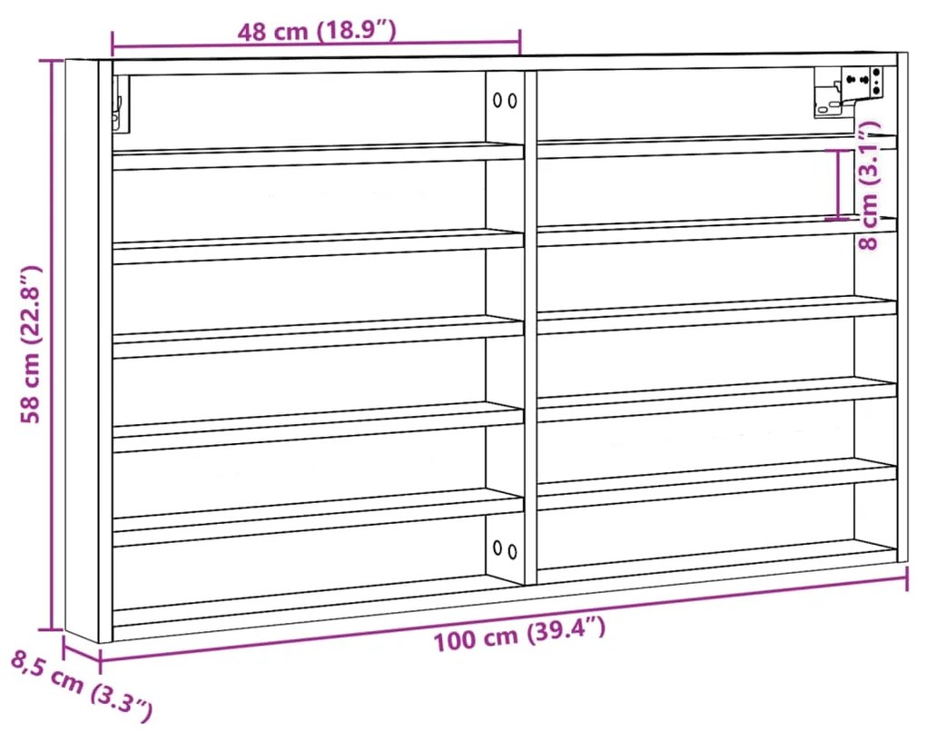 ΒΙΤΡΙΝΑ ΓΚΡΙ SONOMA 100X8,5X58 ΕΚ. ΑΠΟ ΕΠΕΞΕΡΓΑΣΜΕΝΟ ΞΥΛΟ 847945