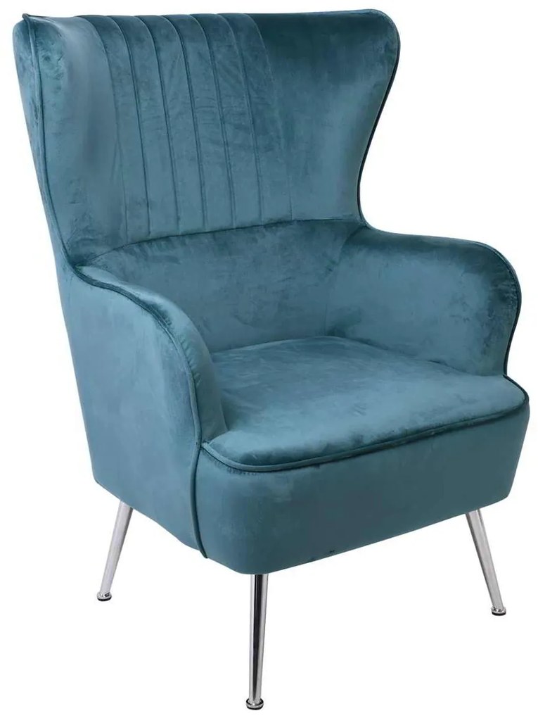 Πολυθρόνα CROMA Ύφασμα Μπλε Velure 76x80x104cm