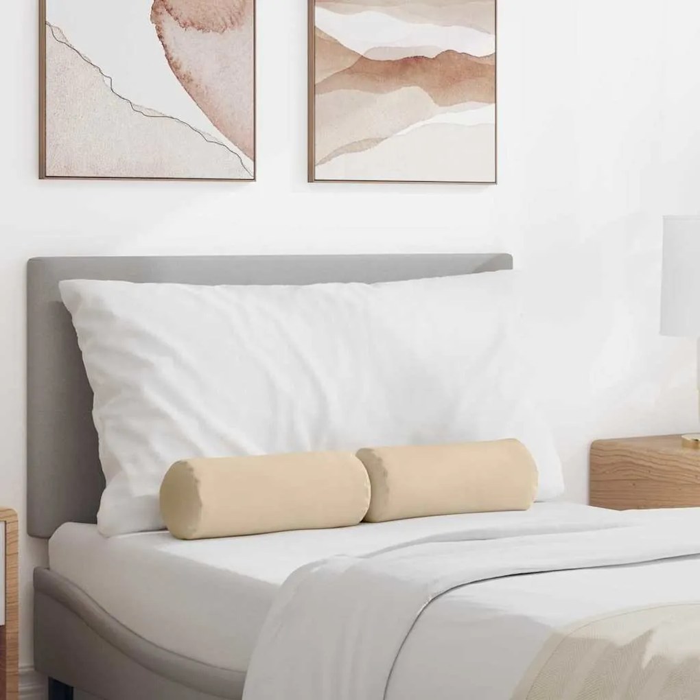 vidaXL Μαξιλάρια Στήριγμα 2 pcs Κρεμ Ø 15 x 40 εκ Ύφασμα Μικροΐνας