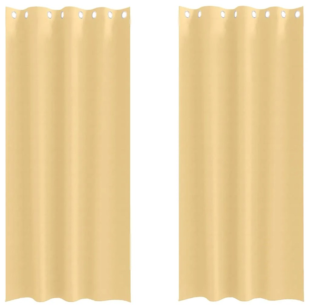 vidaXL Κουρτίνες με κουρτίνες 2 pcs Μπεζ 260x140εκ. Πολυεστέρας