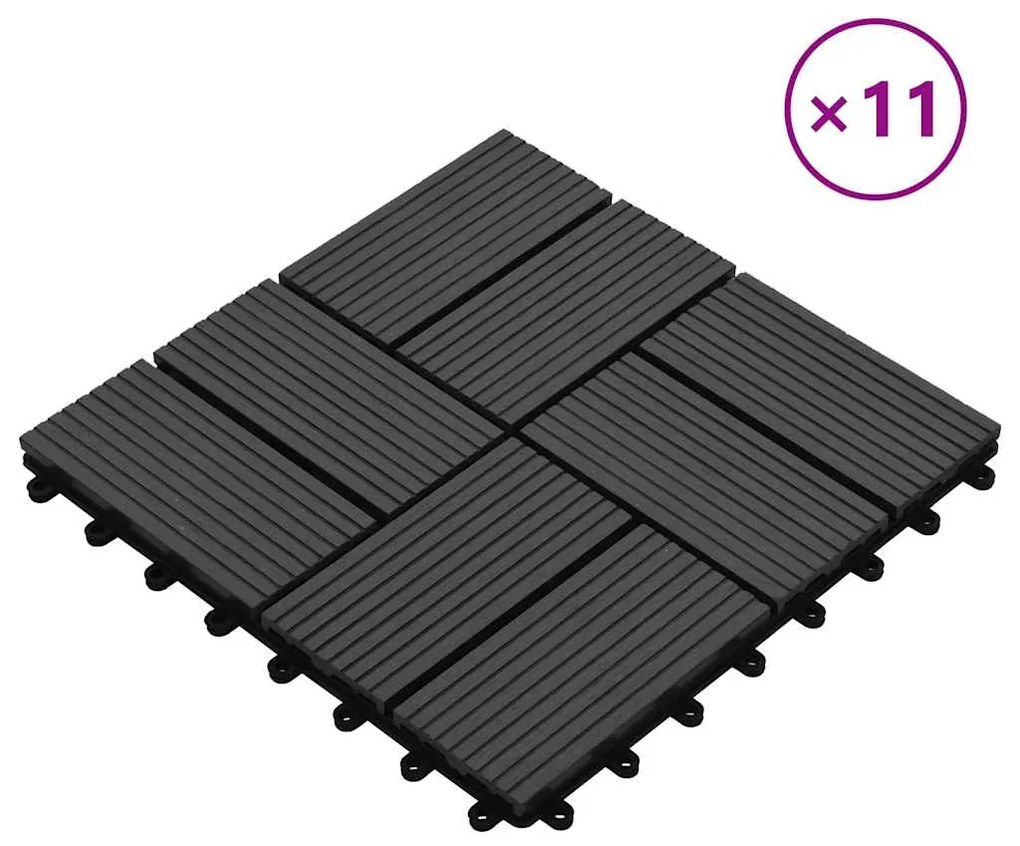 vidaXL Πλακάκια Deck 11 τεμ. Μαύρα 30 x 30 εκ. 1 μ² από WPC