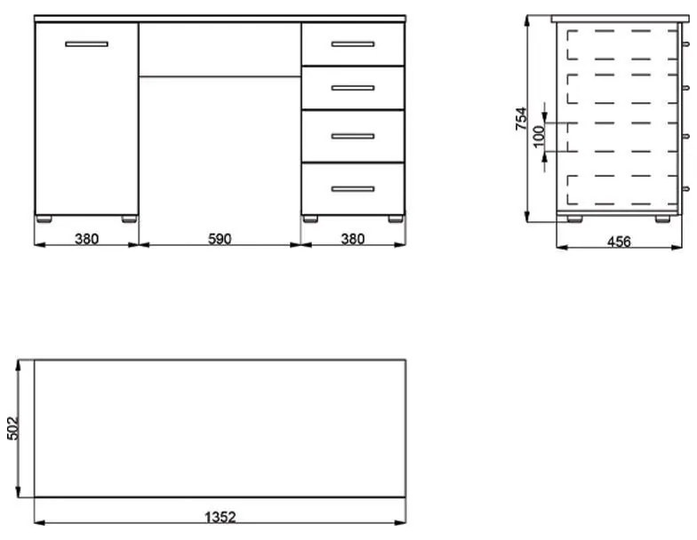 Γραφείο Liber Λευκό 135x50x75,5 εκ.