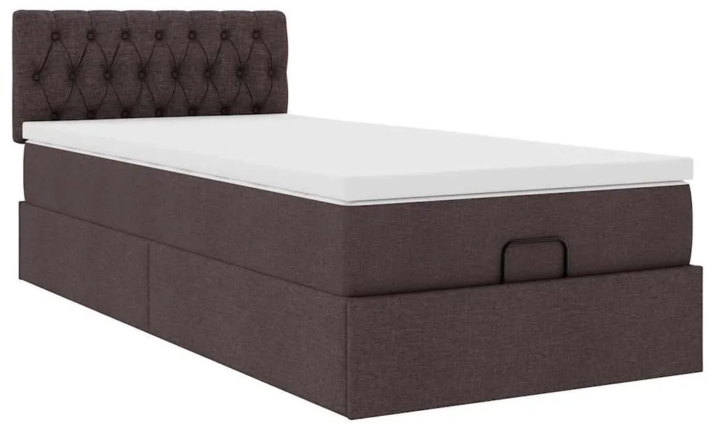 vidaXL Οθωμανικό κρεβάτι με στρώμα σκούρο καφέ 90x190cm ύφασμα