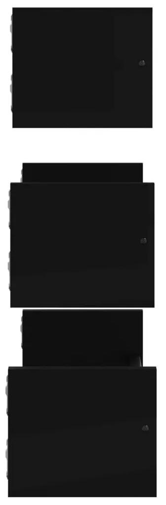 Ράφια Τοίχου Σετ 3 τεμ. με Μπάρες Μαύρα από Επεξεργασμένο ξύλο - Μαύρο