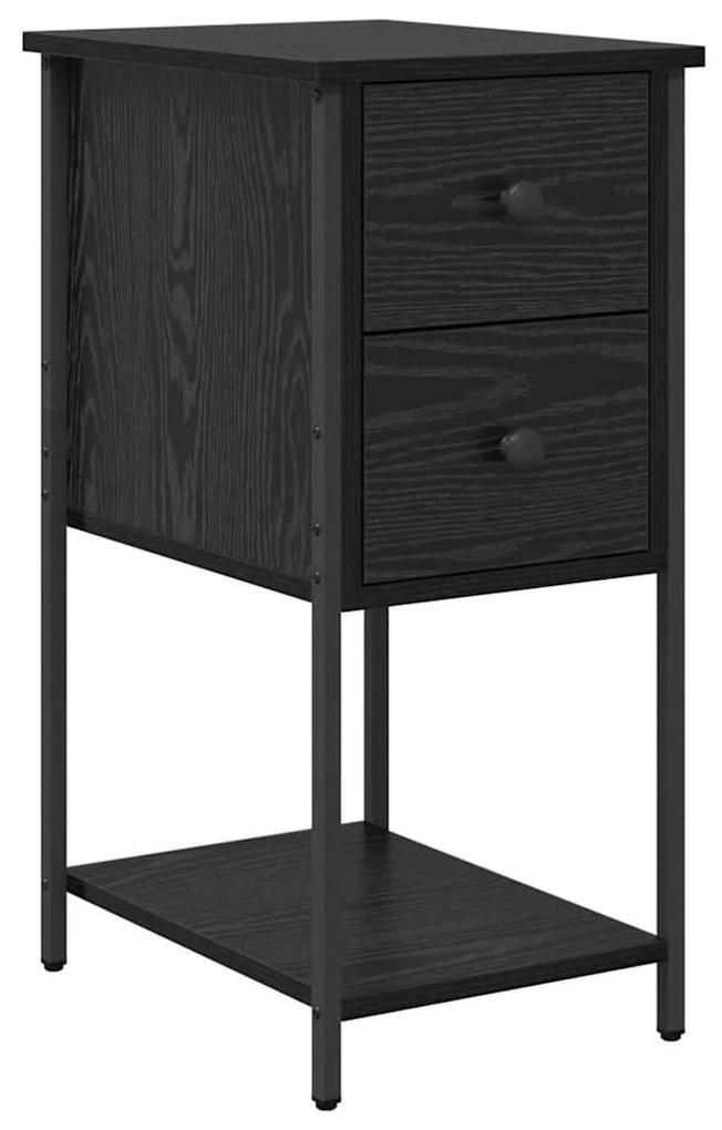 vidaXL Κομοδίνο Μαύρη δρυς 32 x 42 x 70 εκ Επεξεργασμένο ξύλο
