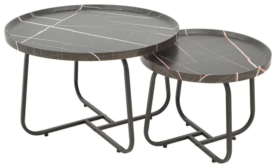 Τραπέζια Σαλονιού Crismory 029-000241 (Σετ 2Τμχ) 50x50x40,5/70x70x46,5cm Black