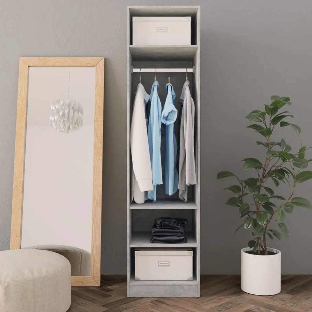 vidaXL Ντουλάπα Γκρι του Σκυροδέματος 50 x 50 x 200 εκ. Επεξ. Ξύλο