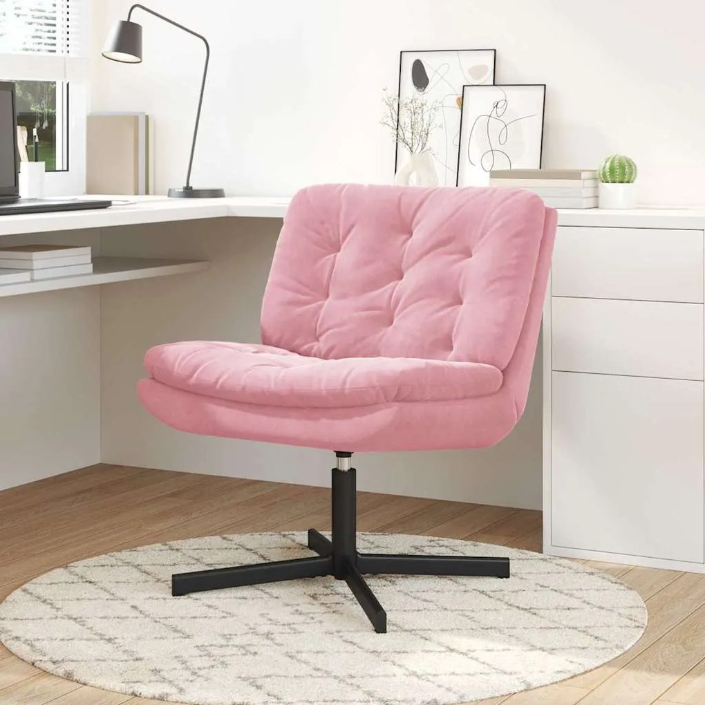 vidaXL Γυριστή Χαλαρωτική Καρέκλα Ροζ 63 x 75 x 76 εκ Βελούδο