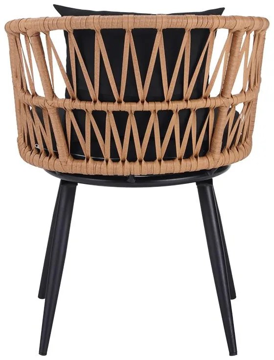 Καρέκλα - Πολυθρόνα Naoki pe rattan -metal σε Φυσικό με μαύρα πόδια/μαξιλάρι 62x60x80 εκ. 62x60x80 εκ.